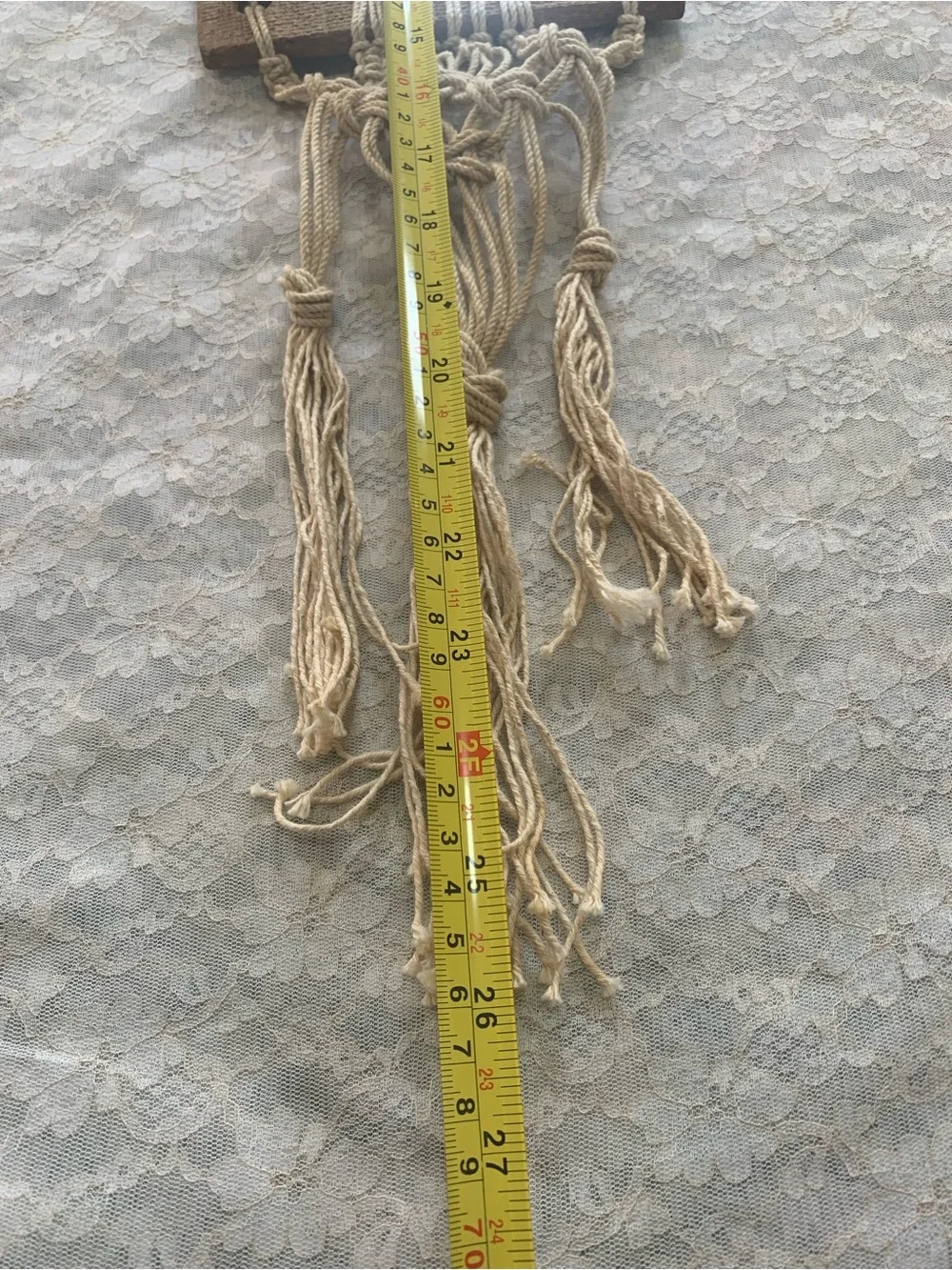 Vintage Boho Macrame Mirror Wall Hanging Textured Craft Frame & Tassels Decor